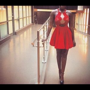 Red a-line dress